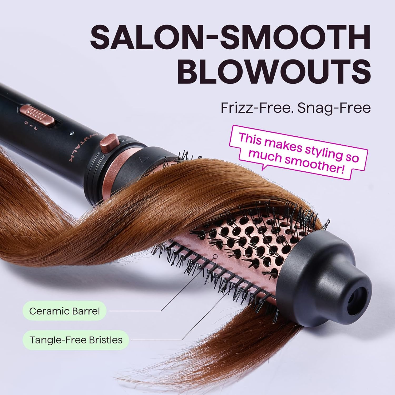 Wavytalk Thermal Brush, 1.5 inch Heated Round Brush for Blowout Look